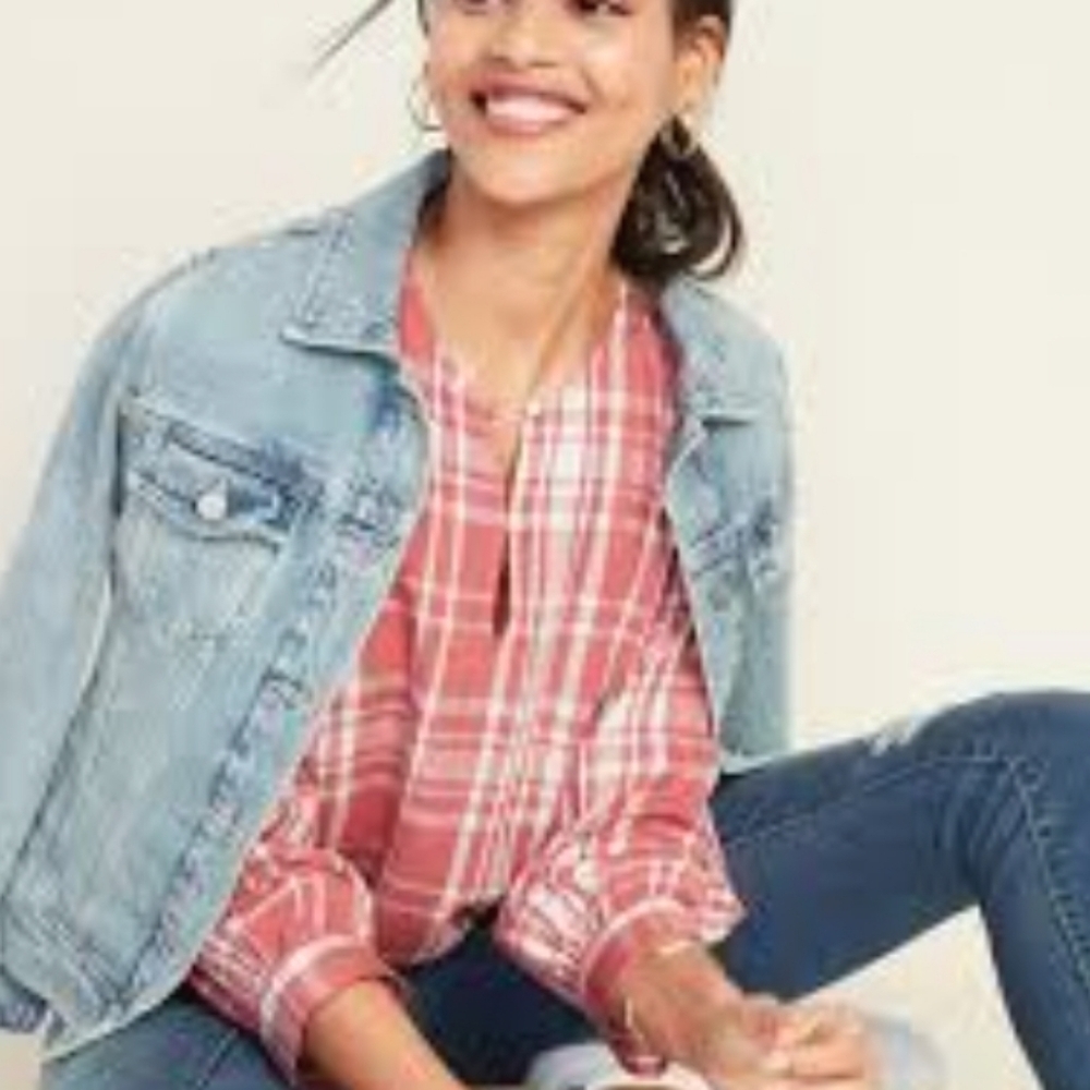 OLD Navy Plus Size Plaid Balloon-Sleeve Rust Blouse
